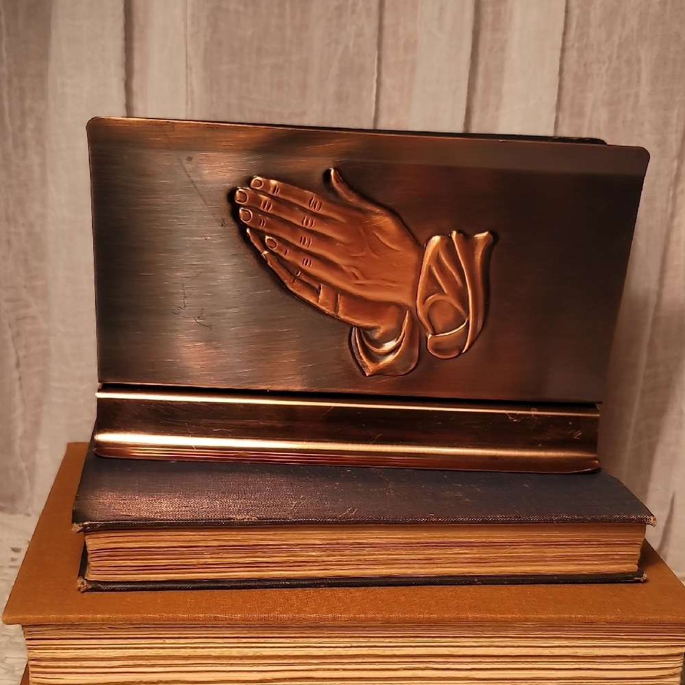 Copper Praying Hands Letter Holder